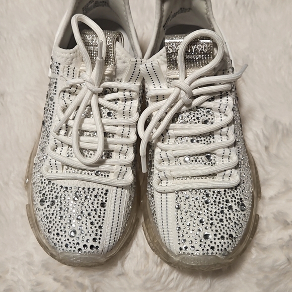 Steve Madden Maxima White Rhinestone Womens Shoes 6.5 - Picture 5 of 6
